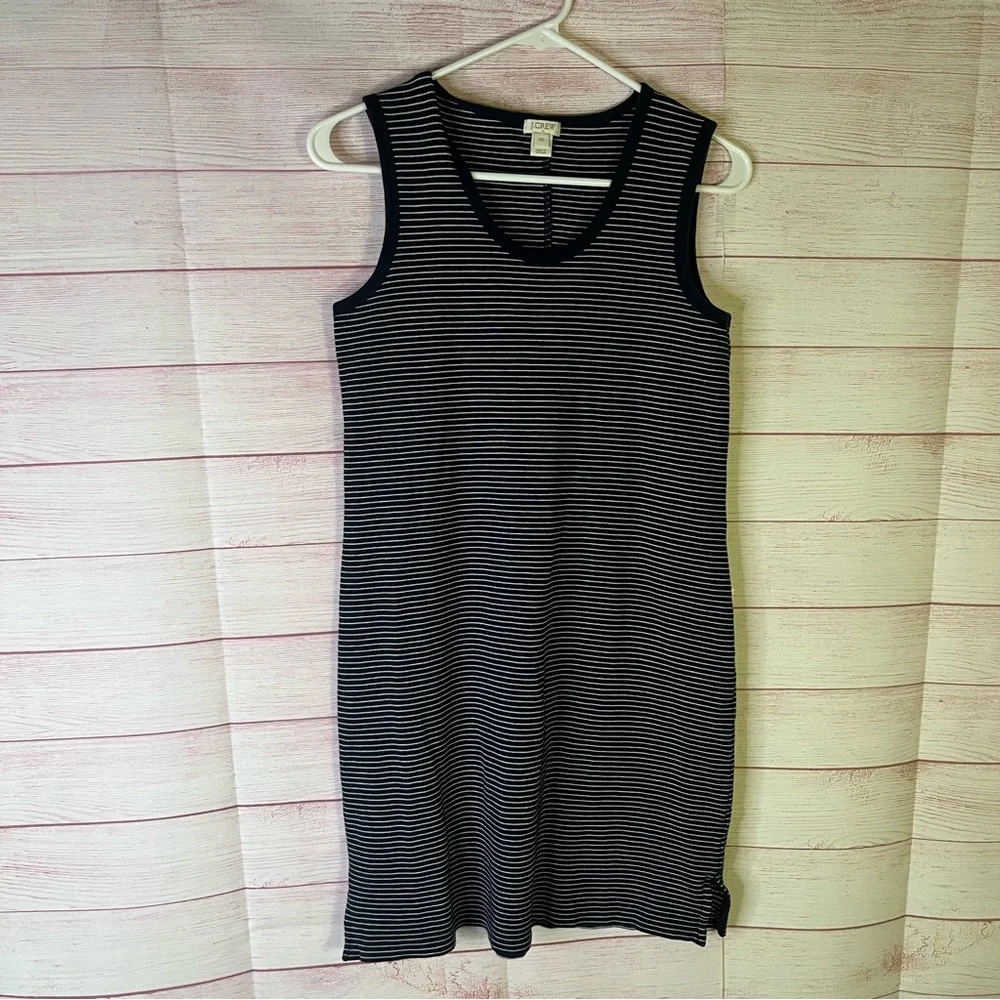 J. CREW Sleeveless Navy White Striped‎ Cotton Dress Size XS